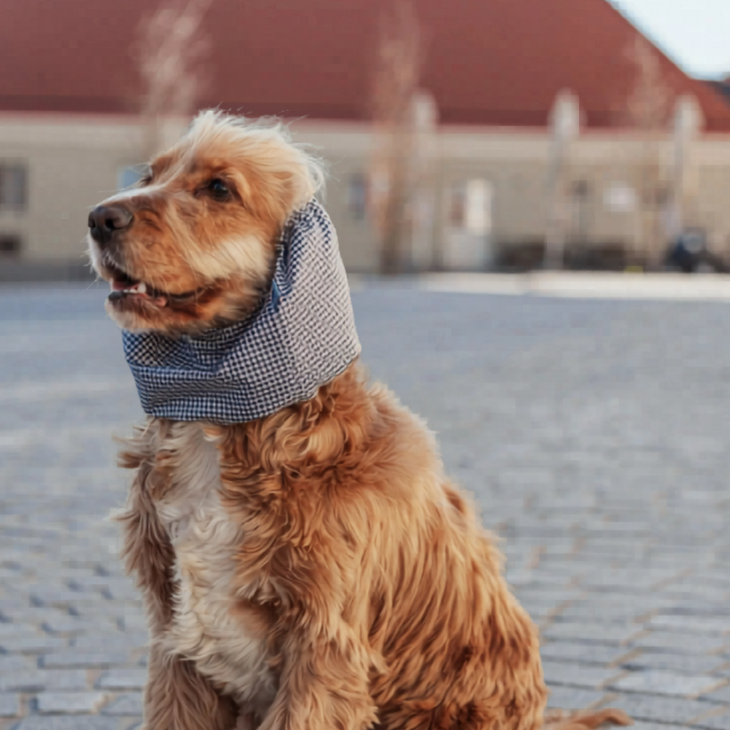 Snood waterproof vichy bleu marine et blanc - Lou and Co