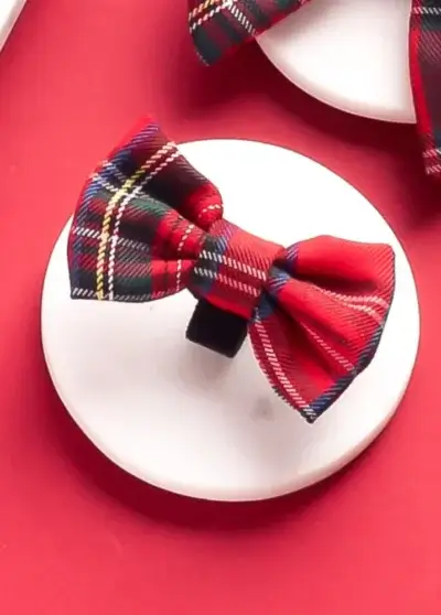 Nœud papillon tartan rouge et noir – COCOPUP London